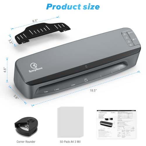 13 inch 4-Roller Heavy Duty Laminator Machine, 990mm/ Min Speed, 3-10 Mil, 60S Warm-up, A3 Thermal Commercial Laminating Machine with 50 Sheets for Home, Office, School, Crafts Gray