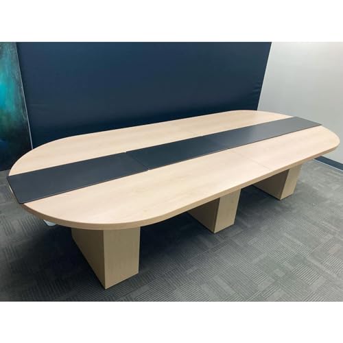 DACASSO Classic Black Leather Conference Table Single Runner- Luxury Leather Table Runner - Executive Desk Surface Protector - (Black, 30" x 12.5")