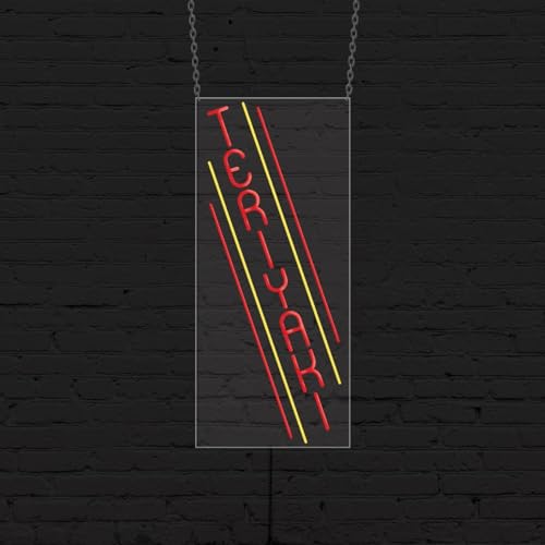 LED Flex Neon Teriyaki Sign for Business Displays | Electronic Light Up Sign for Retail Businesses | 32"W x 13"H x 1"D