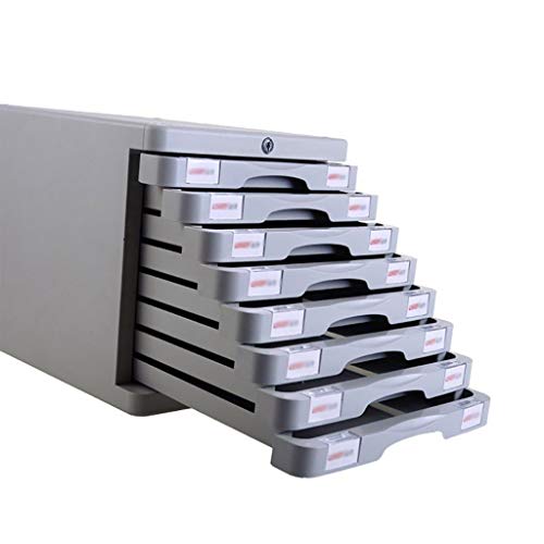 noxozoqm Flat File Cabinet, 8-Layer Drawer Storage Organization, with Lock/Blank Label，Suitable for Office Supplies Grey