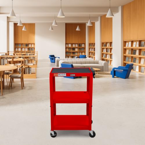 LUXOR UCMT1-RD Adjustable-Height Steel Utility Cart - Red
