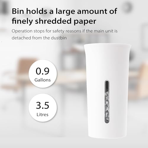 Asmix B08W Paper Shredder for Home use Office, White Compact Design, 2 Sheet Crosscut Paper, 10 Mins Running Time 14.7" × 7.2" × 3.7"