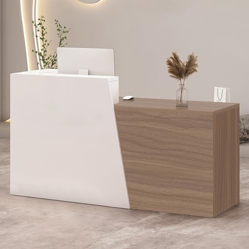 UxxStore Reception Desk with Drawer Storage Lockers, Front Desk Reception Counter Table, Modern Checkout Counter for Store, Reception Room Tables for Salon, Hotel, Cafe-Easy Assembly
