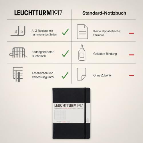 Adresownik Medium Leuchtturm1917 w linie czarny 330862