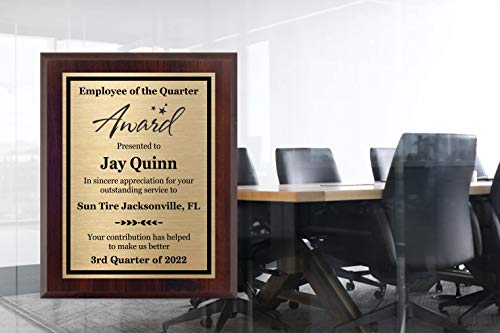 Employee of The Quarter Award 8x10 - Personalized Plaque, Customize Now!