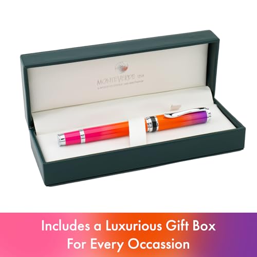 Monteverde USA Innova Ombre Fusion Luxury Rollerball Pen – Harmony Purple/Orange/Pink Gradient Finish – Smooth Blue Gel Ink – Italian-Inspired, Refillable Schmidt 888 Pen
