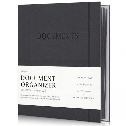Important Document Organizer Set with Folders - Complete Linen Ring Binder