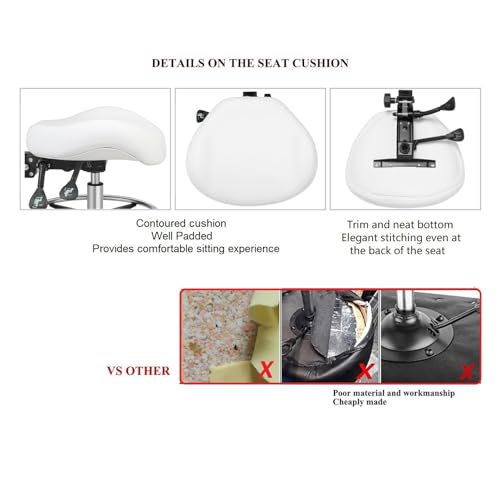 Kaleurrier Adjustable Stools Drafting Chair: with Back Support & Foot Rest