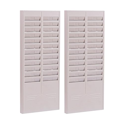 Time Card Holder Wall Mount with Numbered 20 50 Slots Rack Card Holder Employees Time Card Rack for Business Office Punch Light Gray 24 Slots