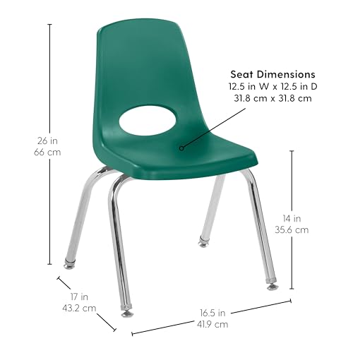 FDP 16" School Stack Chair with Swivel Glides, Green, 2-Pack, 13049-GN