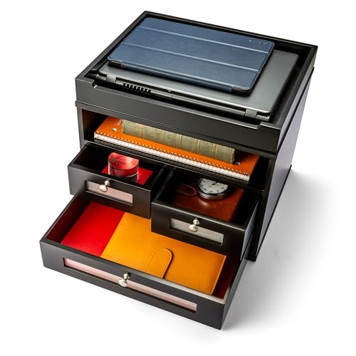 Victor Wood Midnight Black Collection, Tidy Tower Desktop Organizer, Black, (5500-5)