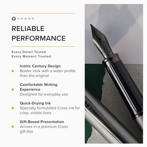 Cross Century II Fountain Pen, Multiple Colors and Nib Sizes, Black Ink