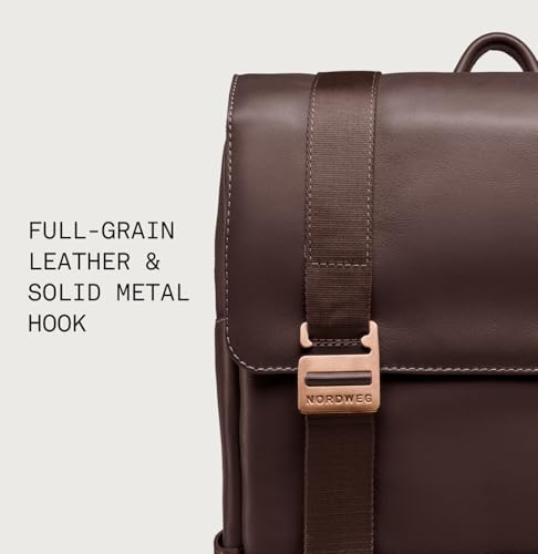 Nordweg Dolomites Leather Travel Backpack, 21 L, Luggage Sleeve, Brown