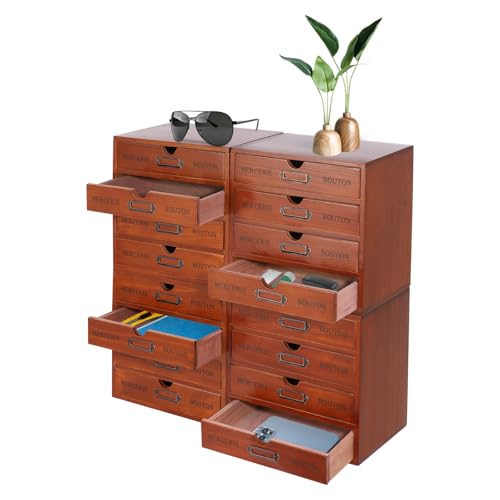 4PCS 16-Drawer Desktop Organizer Stackable Storage