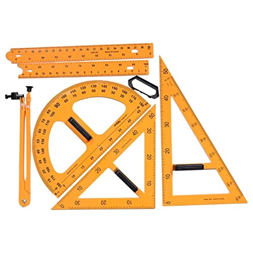 HEAIQI Drawing Compass Drafting Tools Geometry Compass Multifunctional Set Triangle Compass Protractor for Measuring Ruler Math Geometry Student Stationery Professional Geometry Set, Yellow