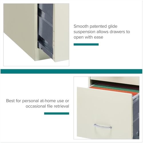 Scranton & Co 18" Deep 3 Drawer Metal Vertical Filing Cabinet, Letter Size, Locking, Home Office, in Pearl White