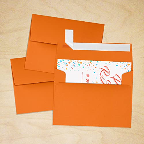 LUXPaper A2 Invitation Envelopes | Peel & Press | 4 3/8" x 5 3/4" | Mandarin Orange | 80lb. Text | 1,000 Qty
