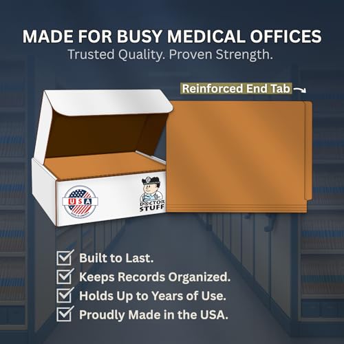 Brown File Folders, Doctor Stuff, Letter Size Reinforced End Tab Folder, 14 pt Stock, Carton of 250