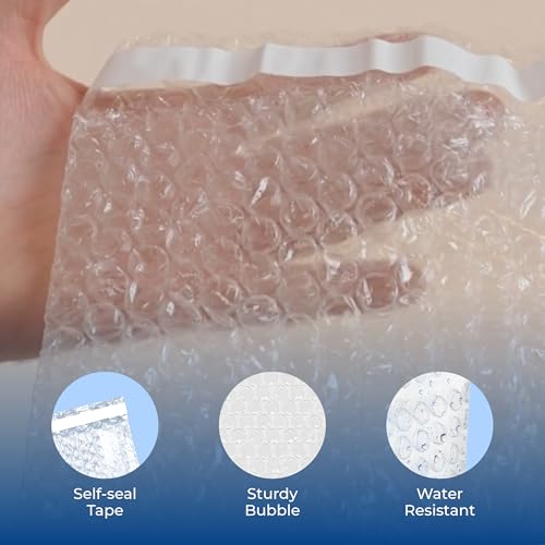 The Boxery 9x12" Clear Self-Sealing Bubble Out Bag Pouches, 250 Pack