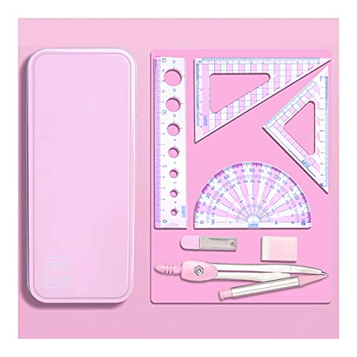 DUHTFCY Math Geometry Kit Set Professional Drawing Set, Compass Set, Student Geometry Math Set, Multifunctional Stationery (Pink)