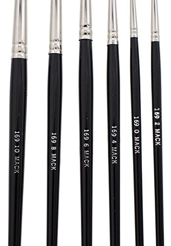 Andrew Mack Brush AM169-0-10 Series 169 Blue Squirrel and Black Synthetic Mix Quill Sizes 0-10 Pinstriping Brushes