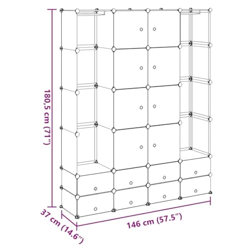 KGCRYUWED Modular Cabinet, 18-Compartment Storage Organizer, Black & White