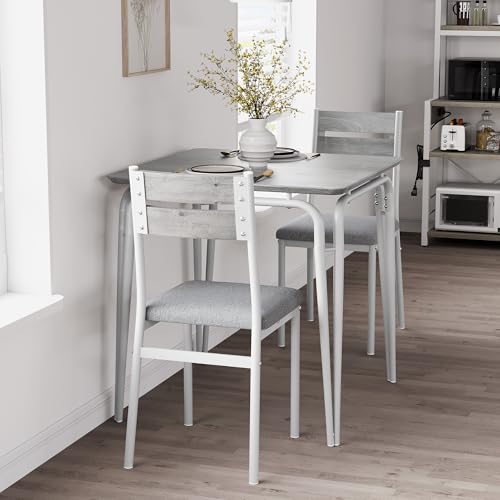 Dining Table for 2, Small Table and Chairs Set of 2, Square Dinette Set for 2, Dinner Table Set, 3 Piece Kitchen & Dining Room Sets for Small Space, Apartment (White, Dining Table with 2 Chairs)