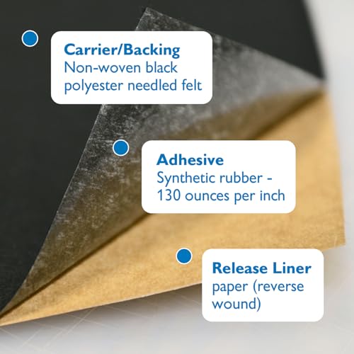 FindTape Polyester 1mm Felt Tape – 1-1/2 in. x 75 ft. Felt Strips with Adhesive Backing and Furniture Strips, Great for Arts and Crafts, Classrooms, and Protecting Furniture (Black)