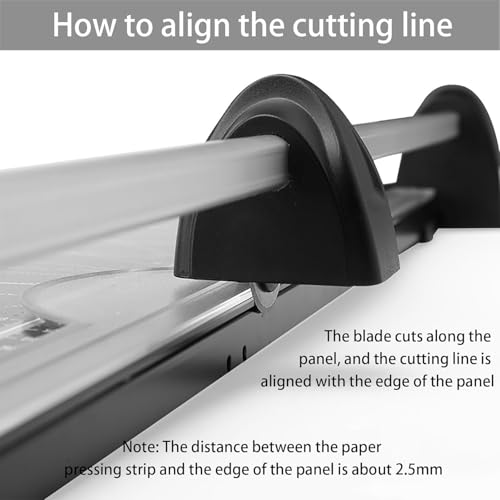 QUGURLID Manual Paper Cutter,Metal Guillotine Paper Cutter,A2 Rotary Paper Trimmer Cutter w/Scale Lines,Cutting Width 31.8cm-60cm,Cut 10 Sheets for Craft Paper (A4)