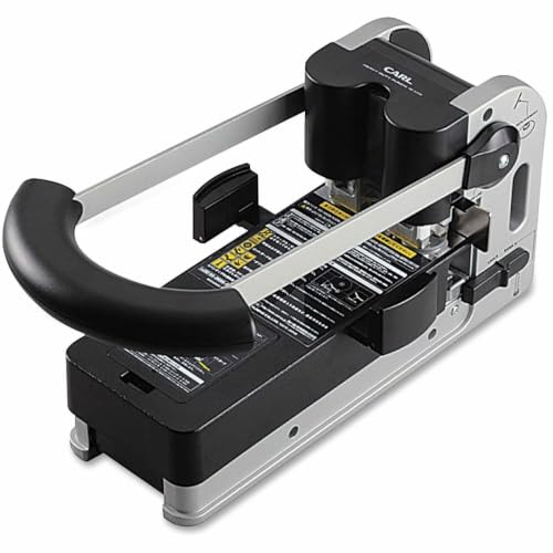 CARL, Extra Heavy Duty, 2 Hole Paper Punch, 300 Sheets Punch Capacity,Black and Silver