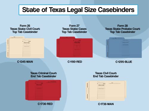 Legal Casebinder Court Folders - Form 26, Top Tab Printed Case Binder for Texas State Civil Court, Doctor Stuff, Box of 50