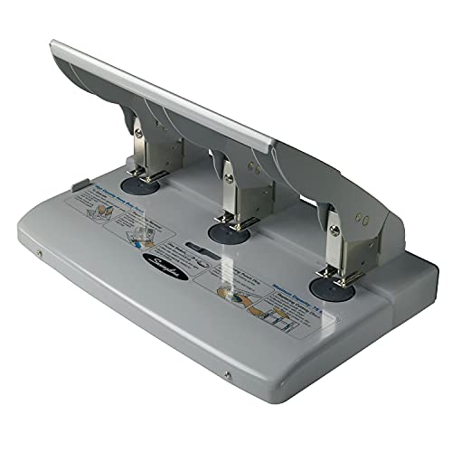 Swingline 74550 Heavy-Duty Punch, 3HP, 9/32-Inch Size, 75 Sht Cap, Gray