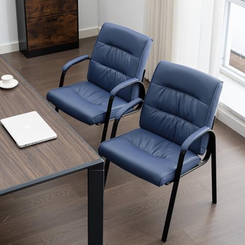 BoisKom Office Guest Reception Chair Set of 2, Conference Room Chairs Waiting Room Chairs 2 Pack, Modern Leather Office Desk Chair No Wheels.