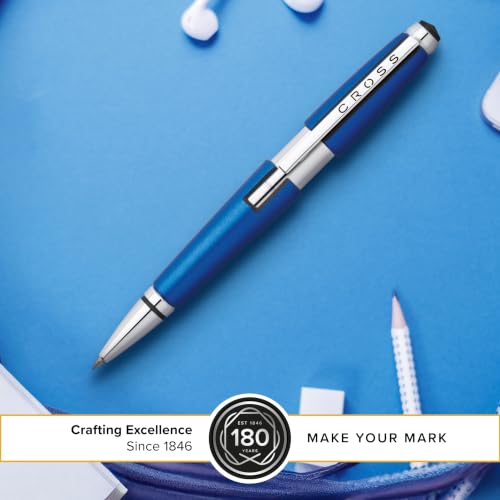 Cross Edge Nitro Blue Gel Rollerball Pen, Medium Point, Black Ink