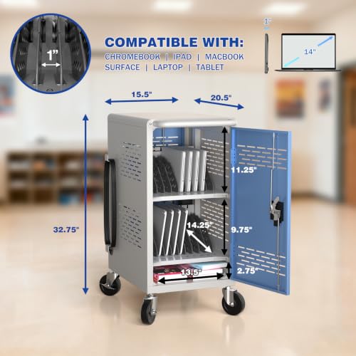 POCHAR Fully Assembled 20 Devices Laptop Charging Cart for Chromebook iPad