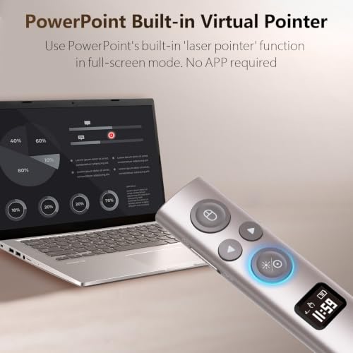 Norwii Presentation Clicker with Digital Pointer for TV LED LCD Screen, Presentation Remote, Slide Clicker (Green Light - BLE&USB-A&C)