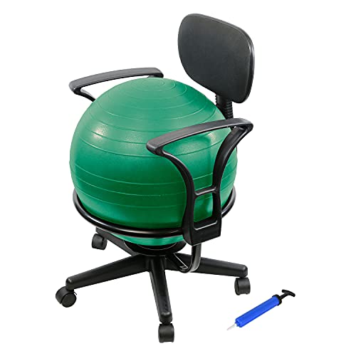 CanDo Metal Ball Chair - Inflatable Ergonomic Active Seating Exercise Ball Chair With Air Pump for Home, Office, and Classroom
