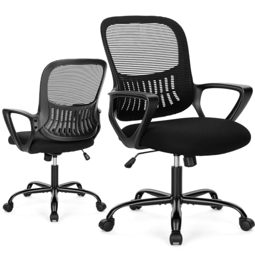 Sweetcrispy Home Office Chair, Mesh Office Chair, Lumbar Support, Black