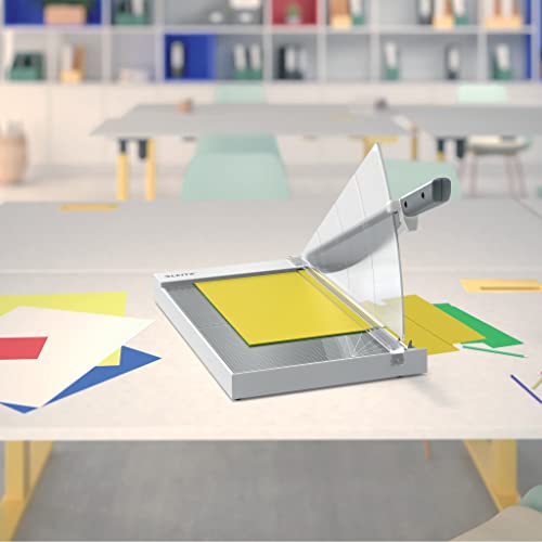 Leitz Precision Office Paper Cutter A4+, Guillotine, Cuts 15 Sheets, 381mm Cut Length, Precision Steel Blade, Premium Glass Base with Edge Glow & Blade Guard, 90210000