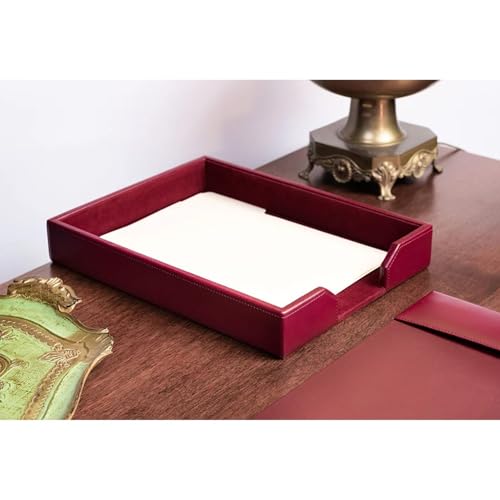 DACASSO Bonded Leather Desk Set - Luxury Leather Desk Pad & Desk Organization Essentials (Burgundy, 3 Piece)