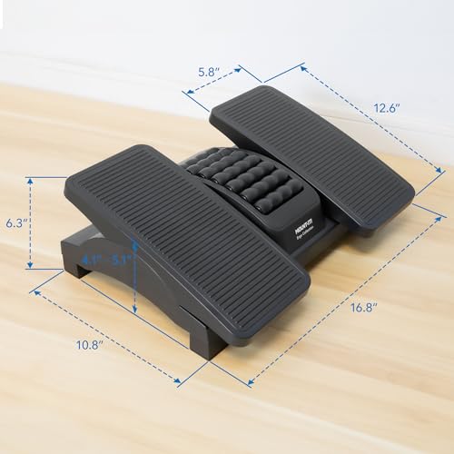 Mount-It! Foot Rest Under Desk, Dual Independent Pedals, Roller & Tilt
