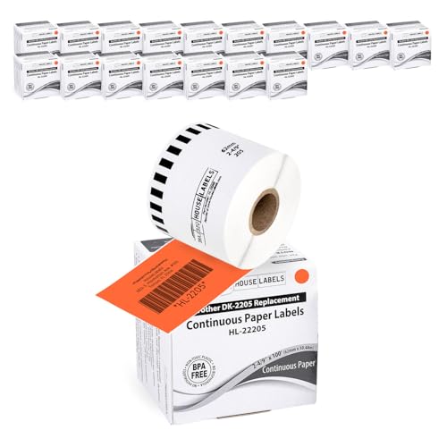 HouseLabels Compatible with Brother DK-2205, Orange, 2-4/9" x 100'