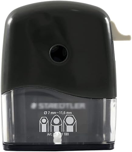 TIANYIA Art School Pencil Sharpener Manual Hand-cranked Shavings Tray with Container Adjustable Pencil Sharpeners for Sketching Black Stationery
