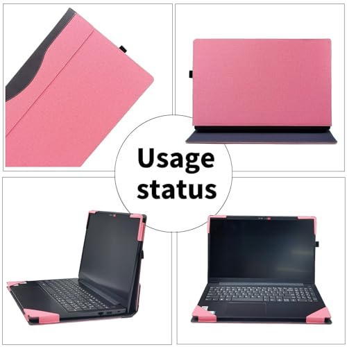 RUNMEIJIA Laptop Case Cover for Lenovo ThinkPad E16 Gen4/ Gen3/ Gen2 16 inch 2024~2026 [Do Check Model] Notebook Sleeve Computer Bag Protective PU Leather Shell (Pink)