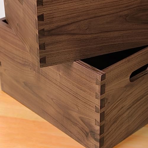 XAWSOP Vinyl Record Storage Crate Wooden Cd Record Holder, Black Walnut Cube Record Organizer Record Box, Vinyl Record Holder Storage Case,Large