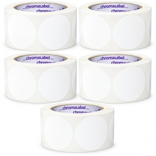 ChromaLabel White Dot Stickers, 2 Inch Blank Writable Labels, 2,500 Total