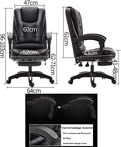 HOBIBA Office Managerial Chairs Massage Executive Office Chair, Ergonomic Computer Chair Computer Desk Swivel Chair Pu Leather (Color:Brown)