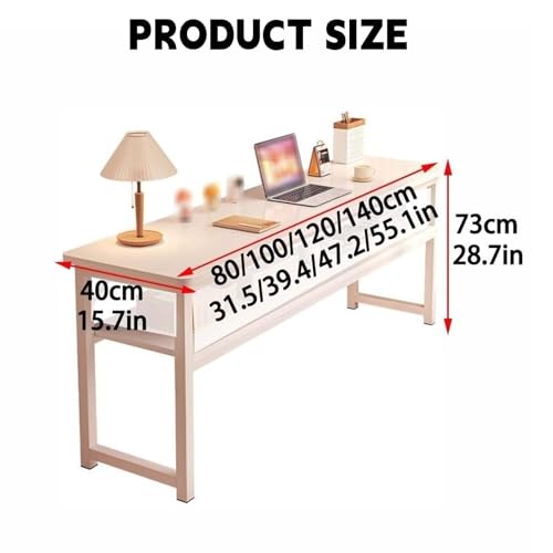 Study Table, Double Deck Office Desk, Writing Workstation，Metal Frame Porch Console, Simple Writing Study Desk, Home Table With Storage, Long Space Saving Computer Table(Black,55.1x28.7x15.7 inches)