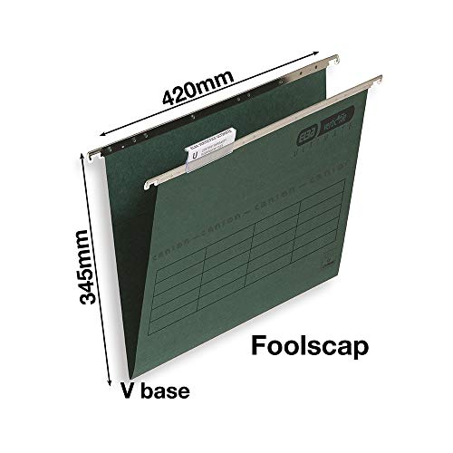 Elba Ultimate Foolscap Manilla Suspension Files, V-Base, 240 GSM - Dark Green (Pack of 50)