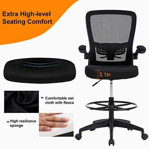 BestOffice | Tall Drafting Chair | Black | Ergonomic Office Chair